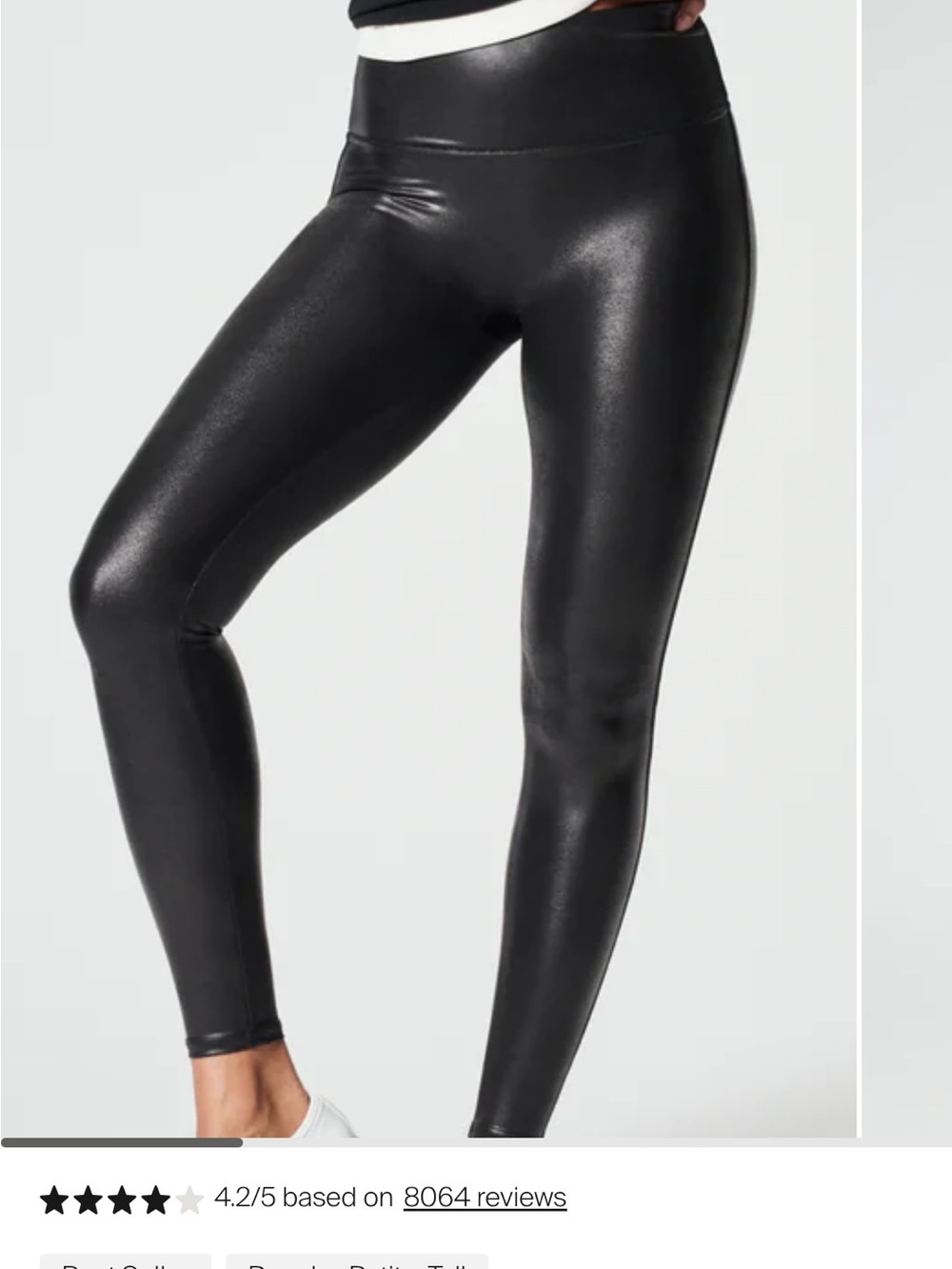 SPANX Shape Shiny Black Faux-Leather Leggings